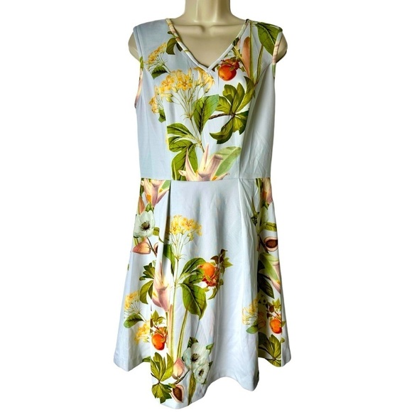 Amanda Uprichard x GB Floral Fit & Flare Stretch Midi Dress Medium Women’s Party - Picture 13 of 14